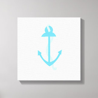 Blue Anchor with Rope Canvas Print