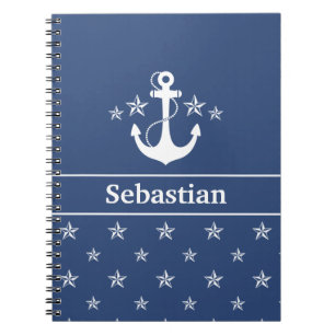 Blue Anchor with Stars Notebook