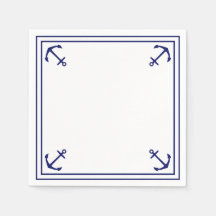 Blue Anchors on White Customizable Cocktail
