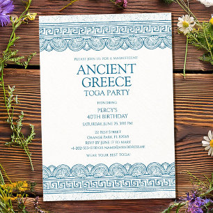 Blue Ancient Greece toga party Invitation