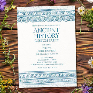 Blue Ancient history custom party Invitation