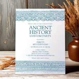 Blue Ancient history custom party Invitation