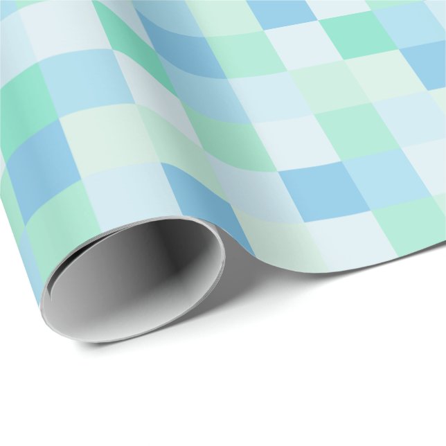 Blue and Aqua Blue Squares Wrapping Paper (Roll Corner)