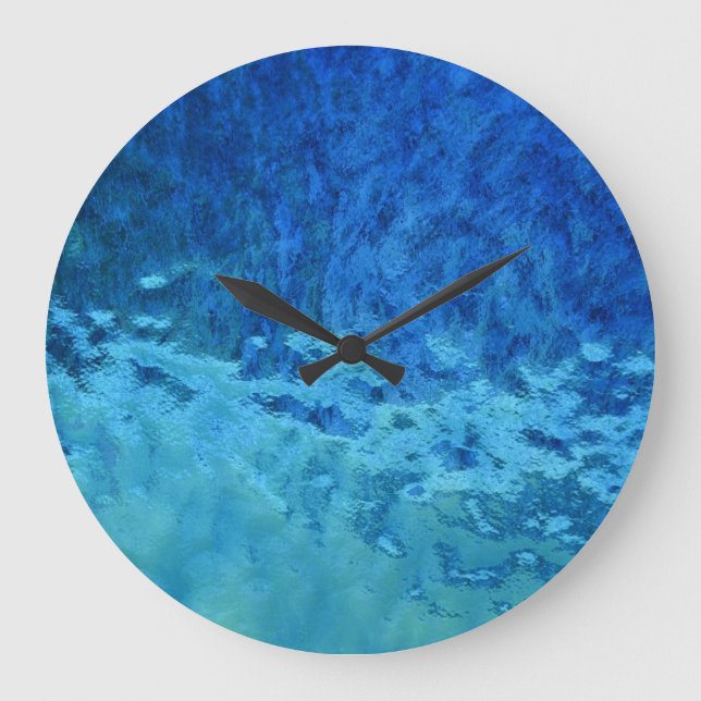 blue and aqua glass abstract large clock (Front)