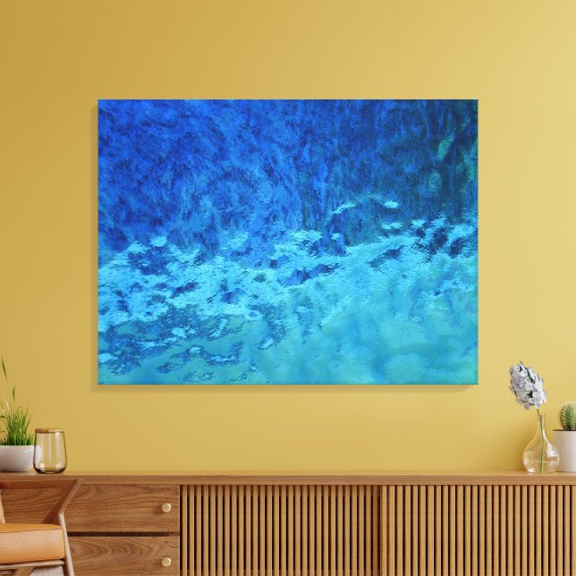 Blue and Aqua Stained Glass Canvas Print (Insitu(LivingRoom))