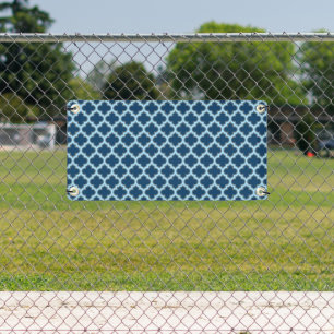 Blue and Baby Blue Trellis, Lattice, Quatrefoil Banner
