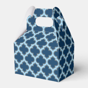 Blue and Baby Blue Trellis, Lattice, Quatrefoil Favor Box
