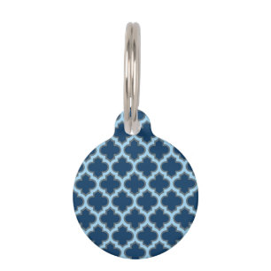Blue and Baby Blue Trellis, Lattice, Quatrefoil Pet Tag