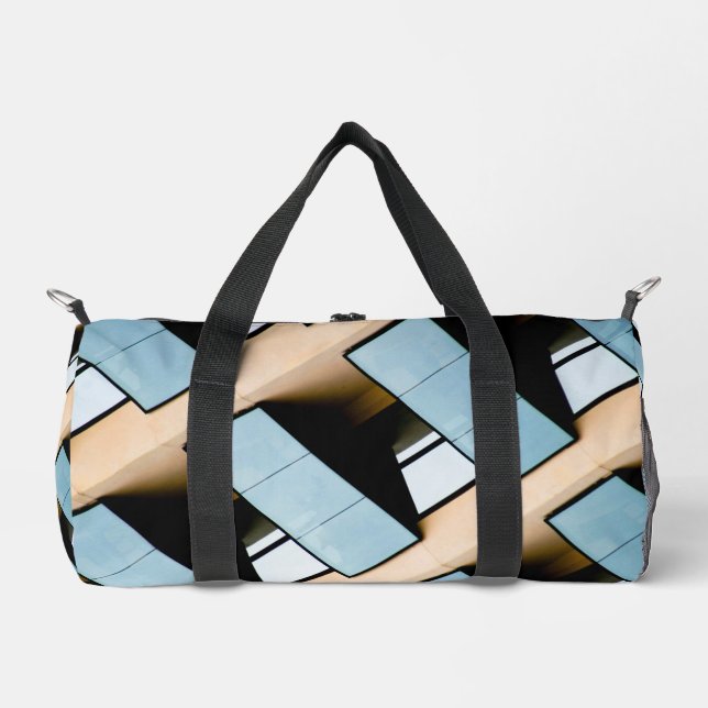 Blue and Beige Abstract  Duffle Bag (Front)
