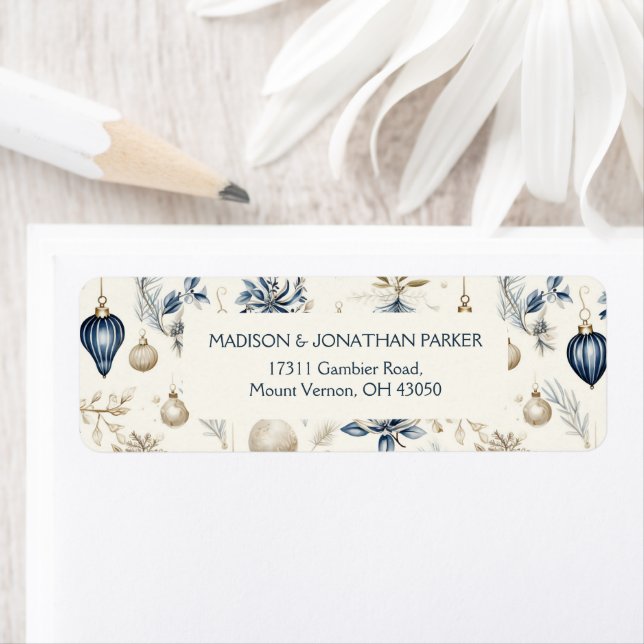 Blue and beige Christmas Ornaments Pattern (Insitu)