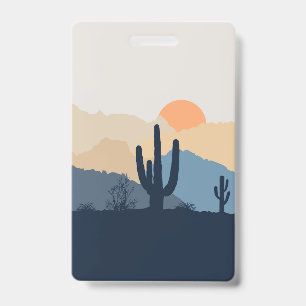 Blue and beige desert sunrise badge