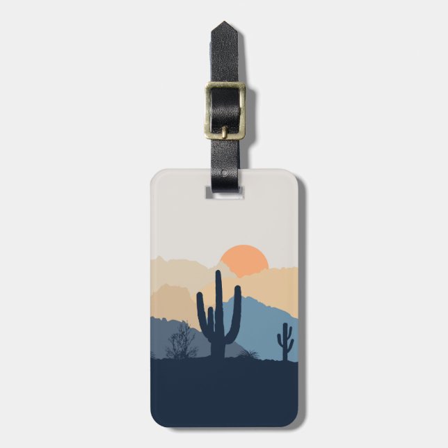 Blue and beige desert sunrise luggage tag (Front Vertical)