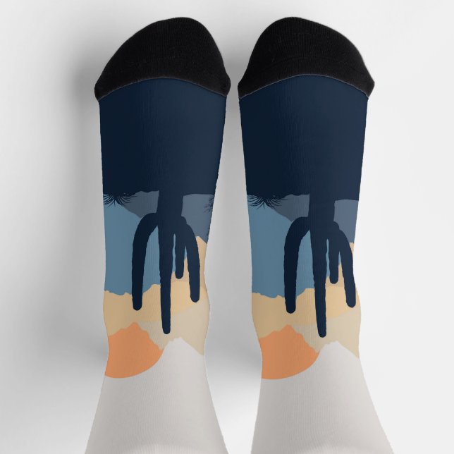 Blue and beige desert sunrise socks (Top)