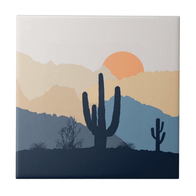 Blue and beige desert sunrise tile (Front)