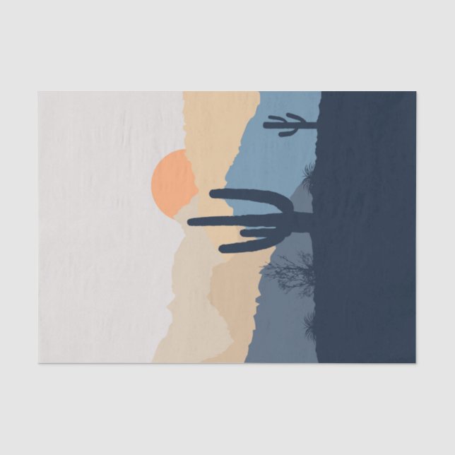 Blue and beige desert sunrise tissue paper (Front)
