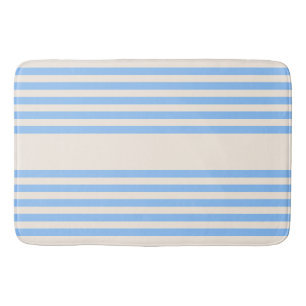 Blue and beige five stripe pattern bath mat