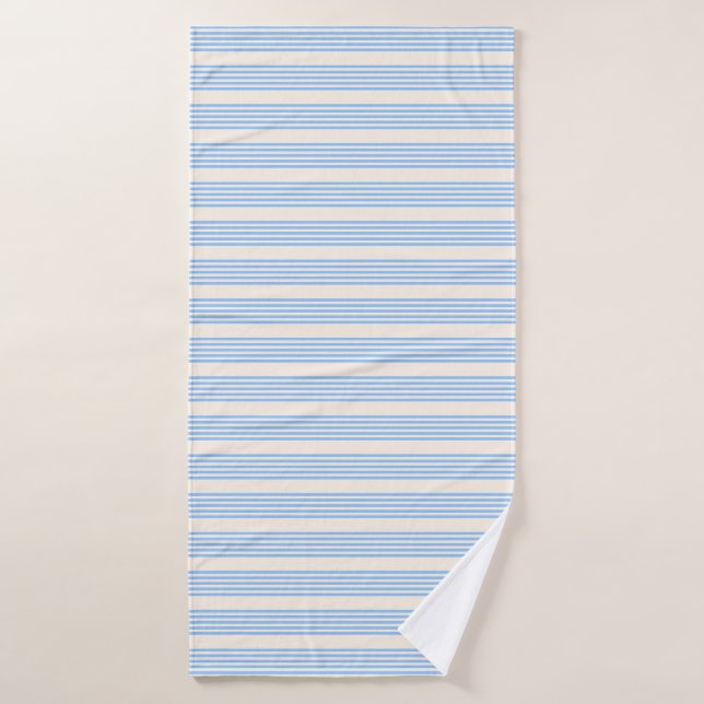 Blue and beige five stripe pattern bath towel (Bath Towel)