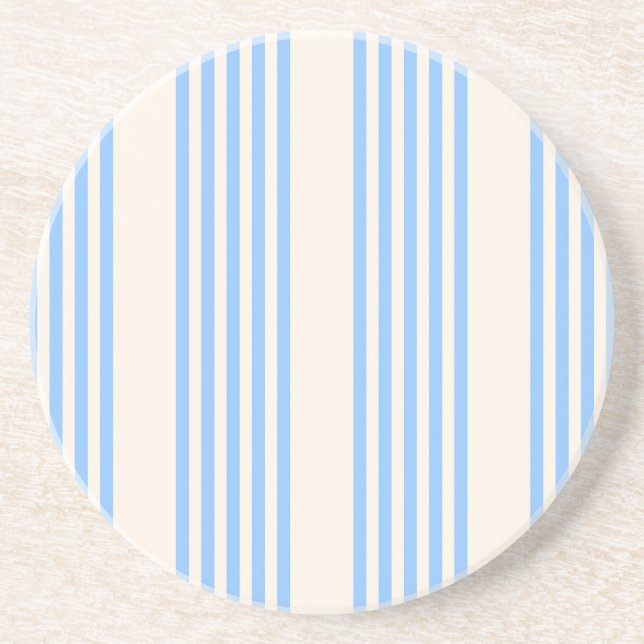 Blue and beige five stripe pattern coaster (Front)