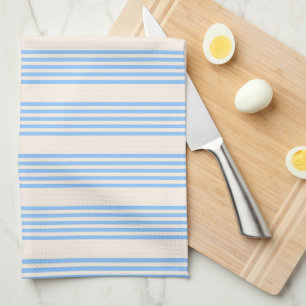 Blue and beige five stripe pattern kitchen towel