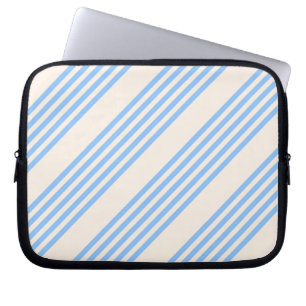 Blue and beige five stripe pattern laptop sleeve