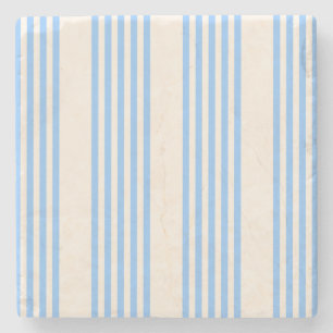 Blue and beige five stripe pattern stone coaster
