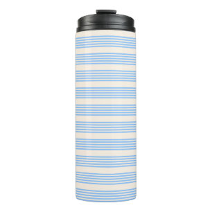 Blue and beige five stripe pattern thermal tumbler