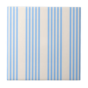 Blue and beige five stripe pattern tile