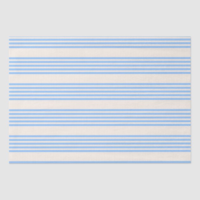 Blue and beige five stripe pattern tissue paper (Front)