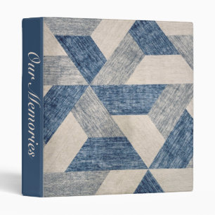 Blue and Beige Geometric Pattern Binder