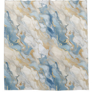 Blue and beige marble design Shower Curtain