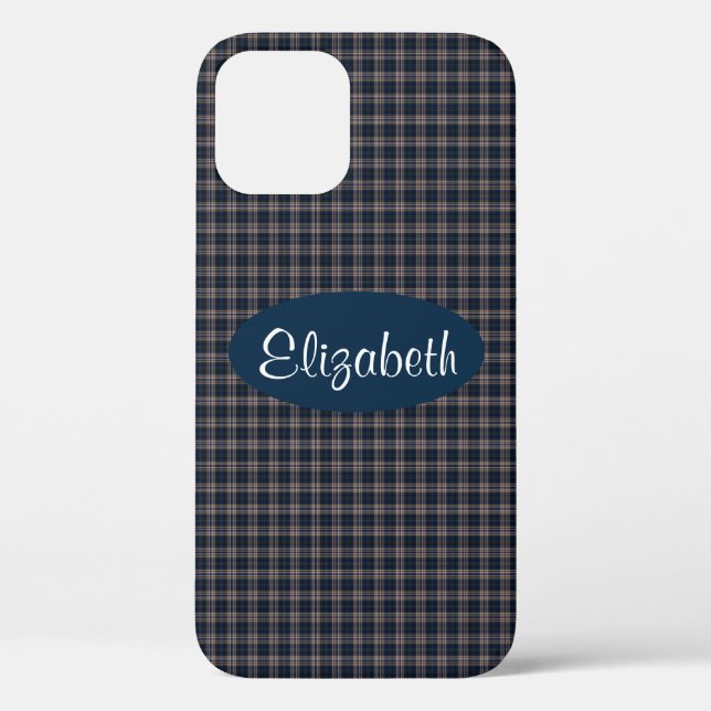 Blue and Beige Plaid Pattern Case-Mate iPhone Case (Back)