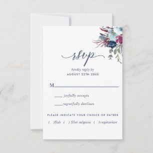 Blue and Berry Floral w/without Meal Options RSVP
