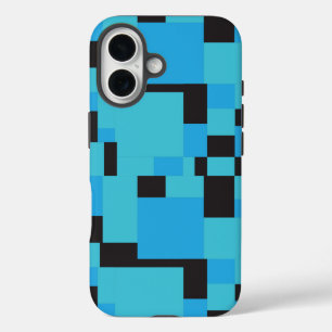 Blue and Black Abstract Art Geometric Design  iPhone 16 Case