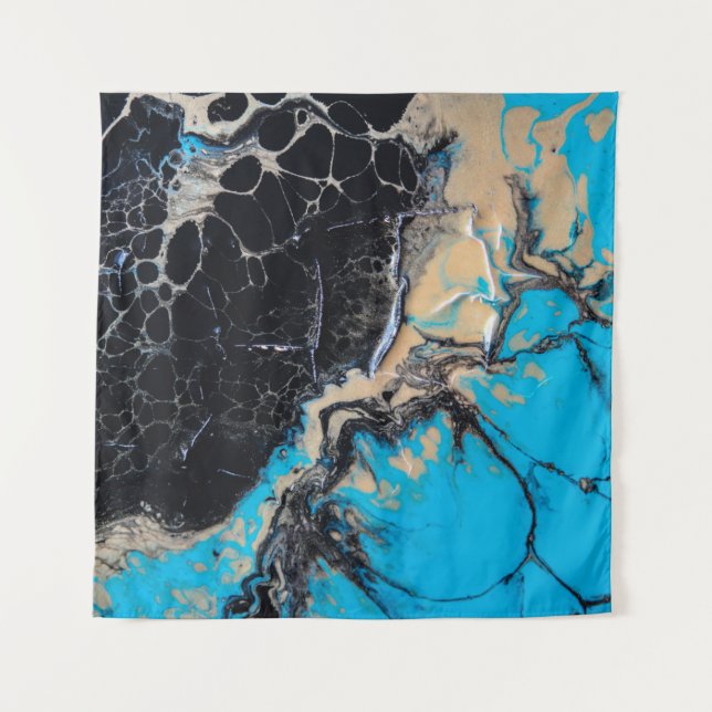 Blue and black abstract painting tapestry (Front)