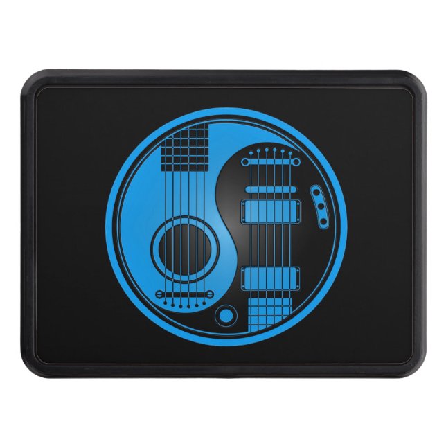 Blue and Black Acoustic Electric Guitars Yin Yang Trailer Hitch Cover (Front)