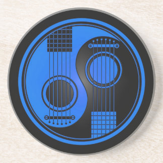 Blue and Black Acoustic Guitars Yin Yang Coaster