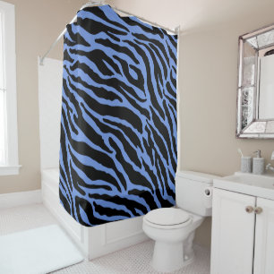 Blue and Black Animal Print Stripes