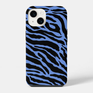 Blue and Black Animal Print Stripes  iPhone 14 Case