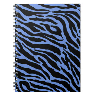 Blue and Black Animal Print Stripes Notebook