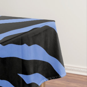 Blue and Black Animal Print Stripes  Tablecloth