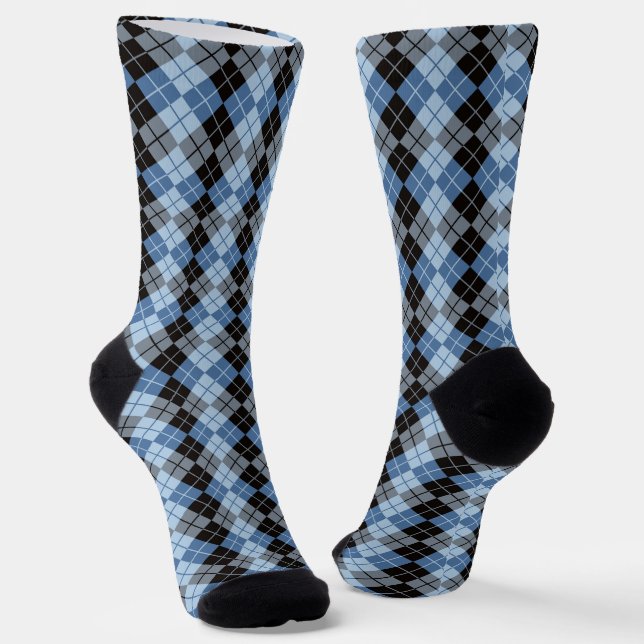 Blue And Black Argyle  Socks (Angled)