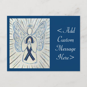 Blue and Black Awareness Ribbon Angel Art Postcard