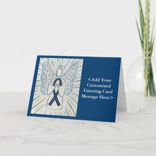 Blue and Black Awareness Ribbon Personalized Cards