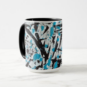 Blue and Black Brush marks Abstract Mug