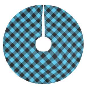 Blue and Black Buffalo Plaid Patter Brushed Polyester Tree Skirt