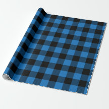 Blue and Black Buffalo Plaid Patterned