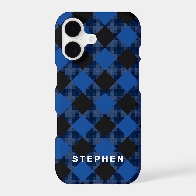 Blue and Black Buffalo Plaid Personalized (Back)