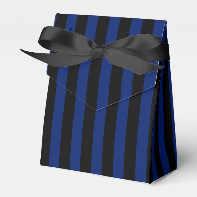 Blue and black candy stripes favor box (Front Side)