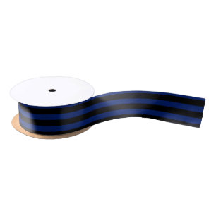 Blue and black candy stripes satin ribbon