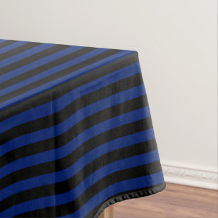 Blue and black candy stripes tablecloth